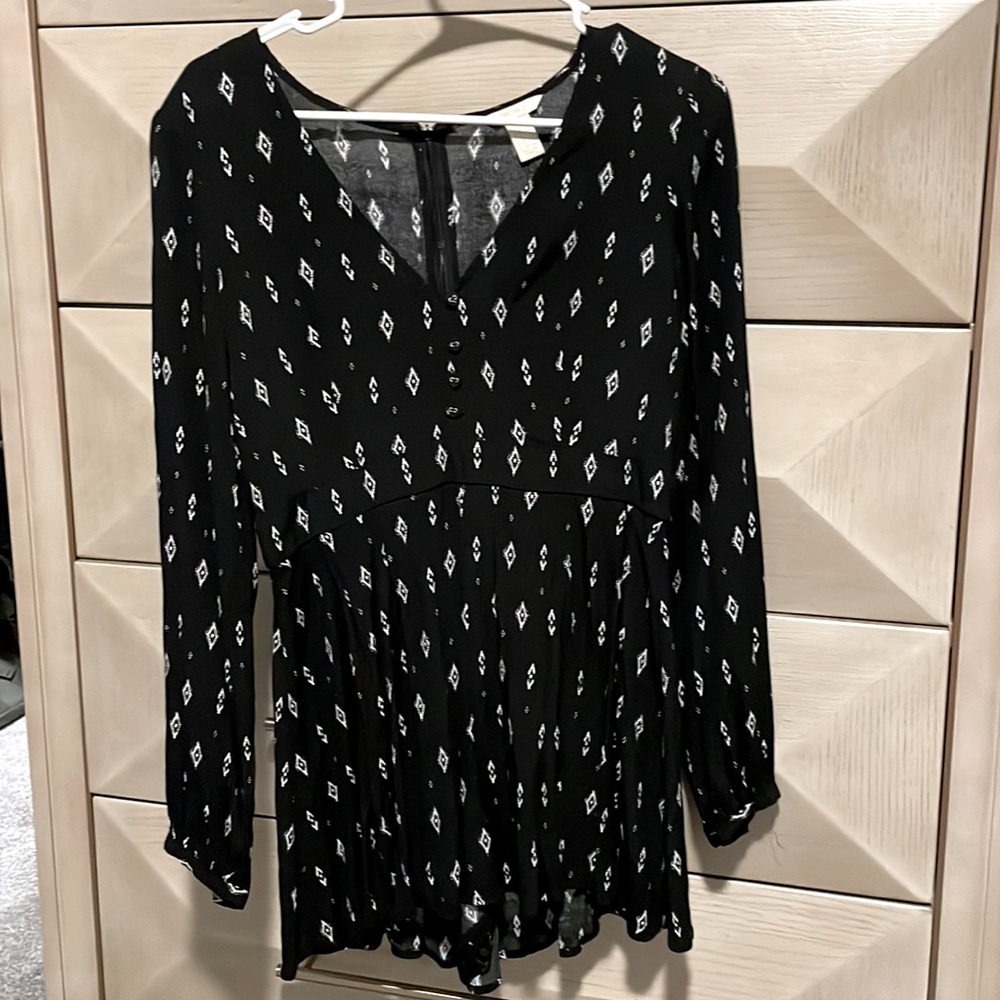 Black long sleeved Boho Romper